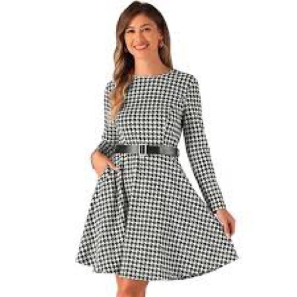 NWT Houndstooth Dress - S - baloon sleeve & pockets - Picture 1 of 15